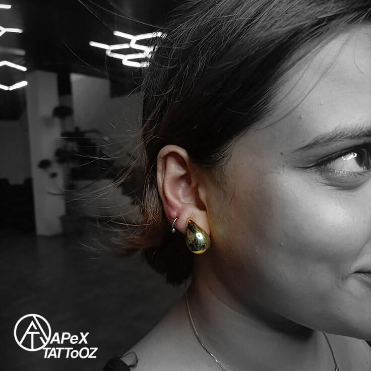 Satisfied client after professional nose piercing at Apex Tattooz Delhi