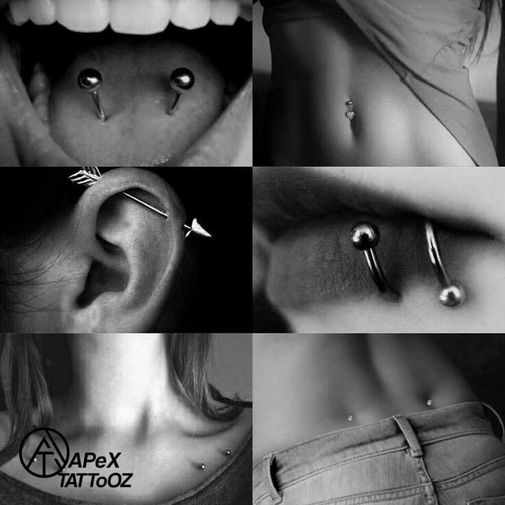 Various piercing styles offered at Apex Tattooz in Delhi NCR