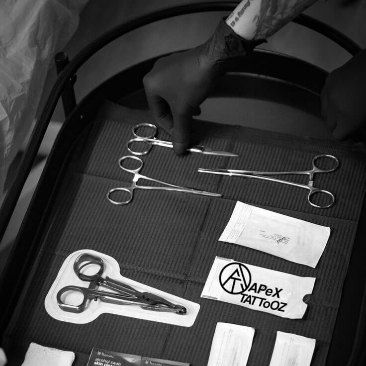 Sterile tattoo equipment setup