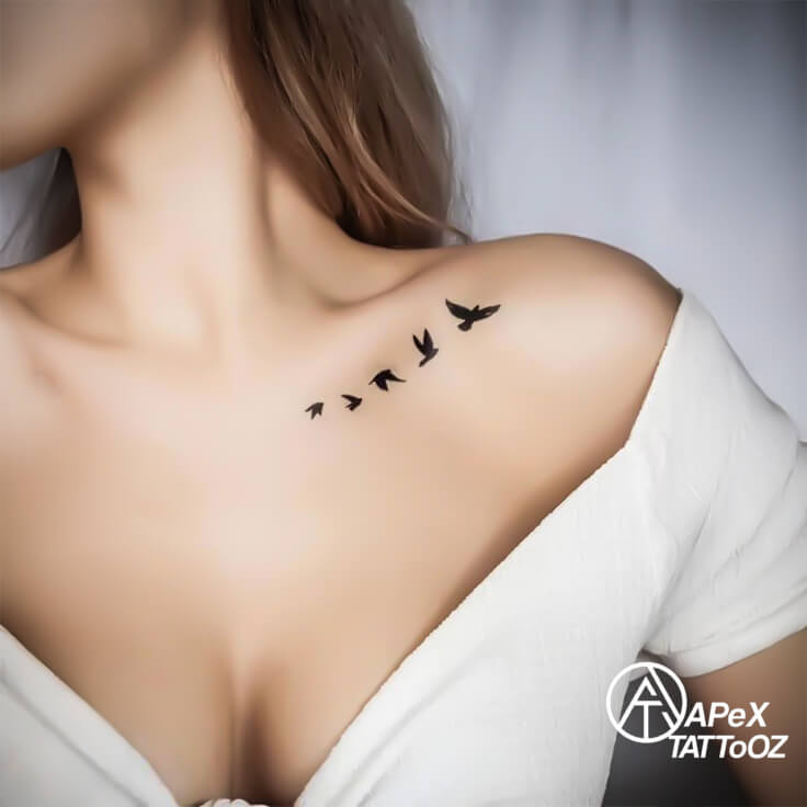 Minimalistic temporary tattoo on collarbone in Delhi
