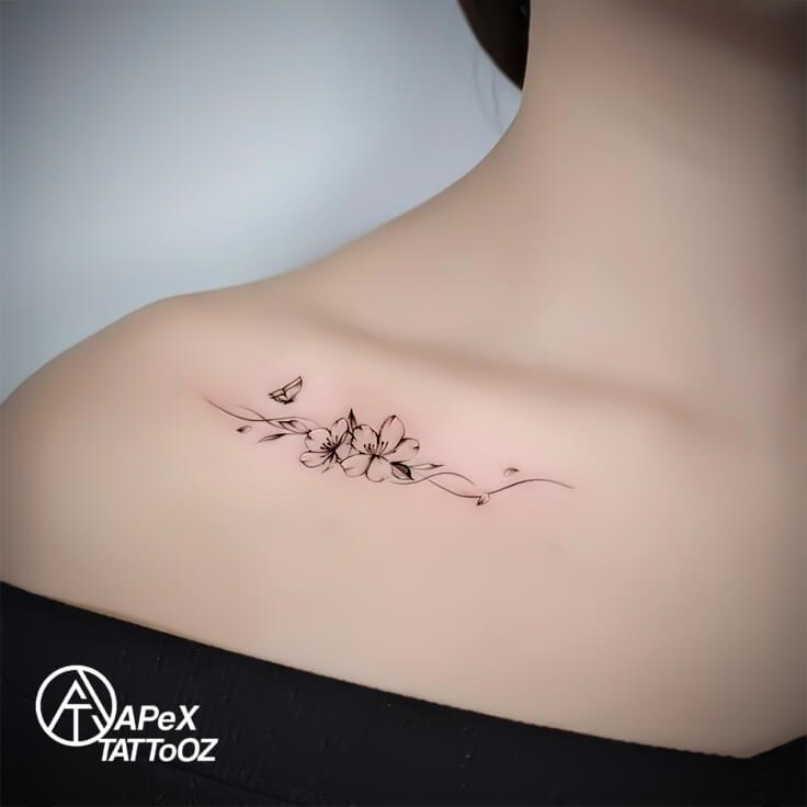 Delicate floral tattoo