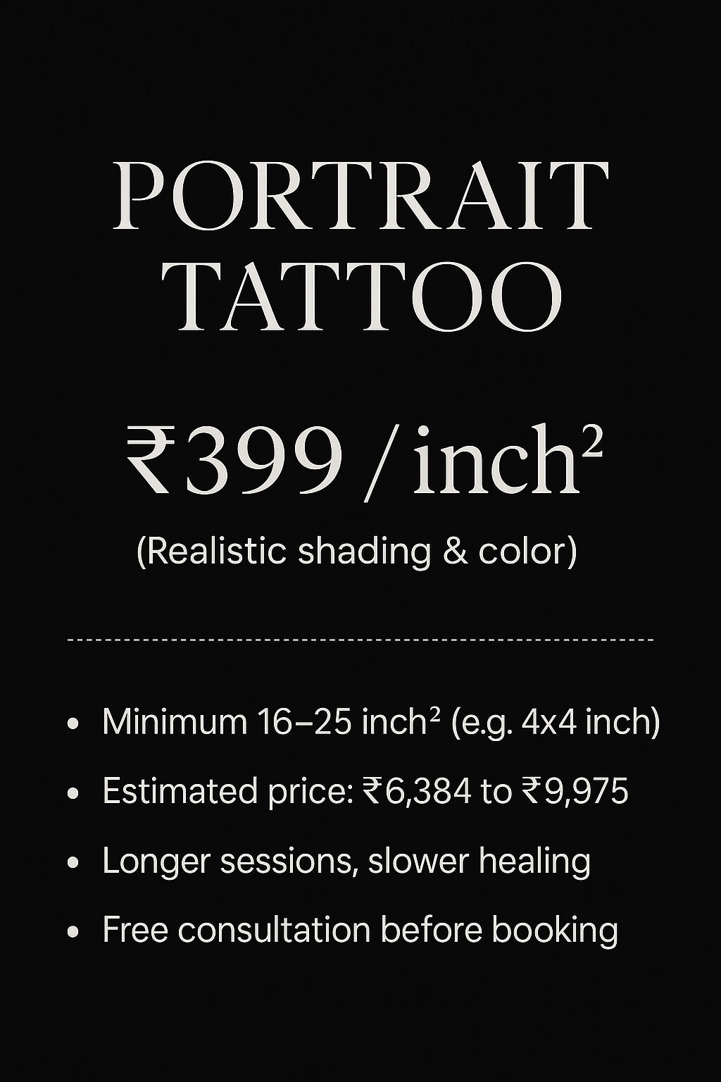 Portrait Tattoo Price in Delhi