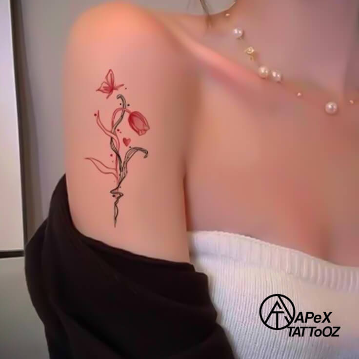 Fine-line rose tattoo design