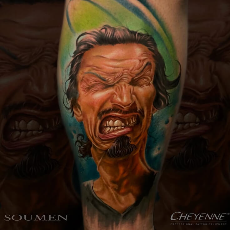 Soumen's hyper-realistic black and grey portrait