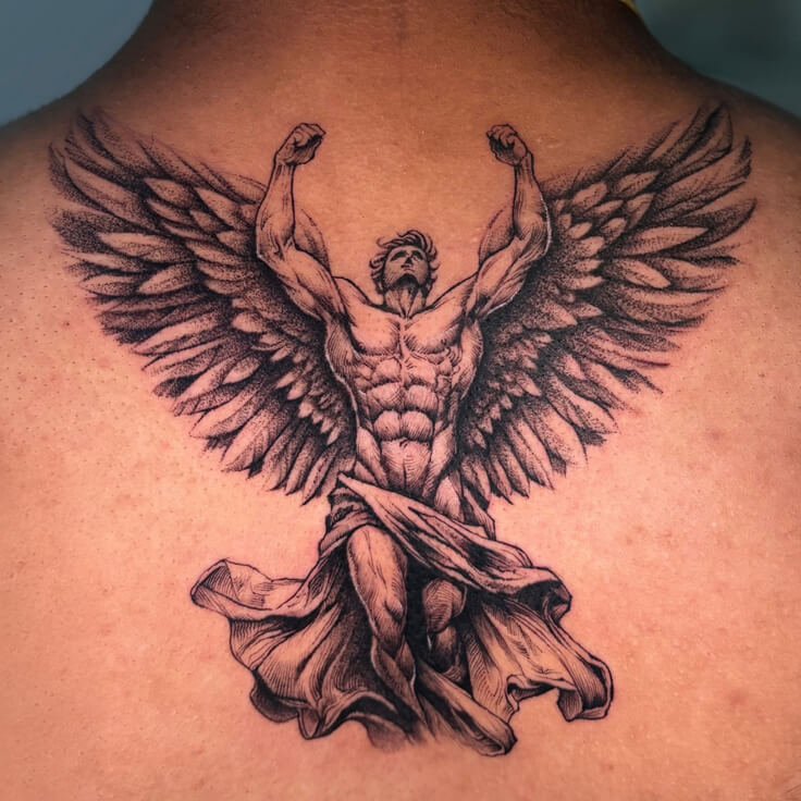 Angel warrior back tattoo by Sharan