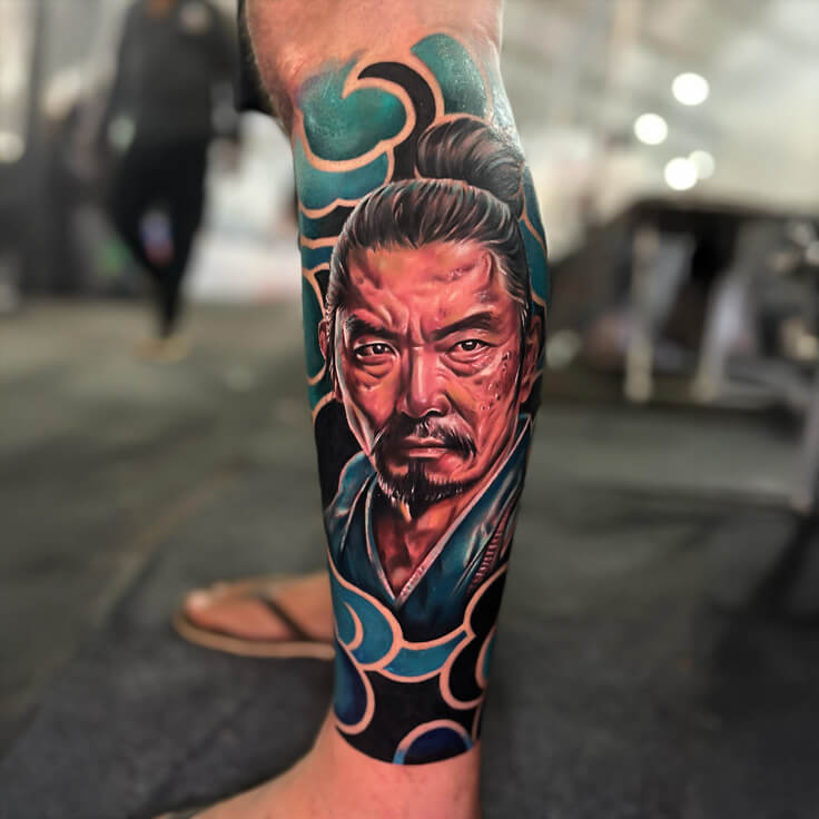 Samurai portrait tattoo by Guru Pujar