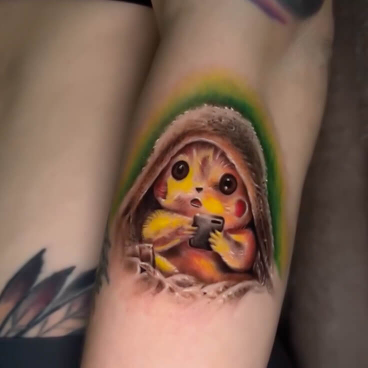 Pikachu tattoo by Guru Pujar – Custom Colour Realism