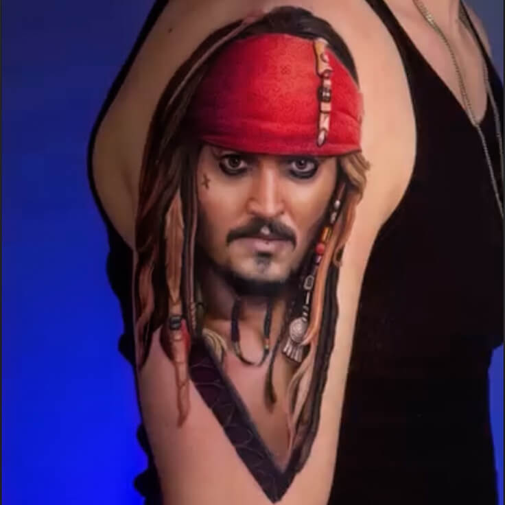 Celebrity portrait tattoo Delhi by Jamie Luna
