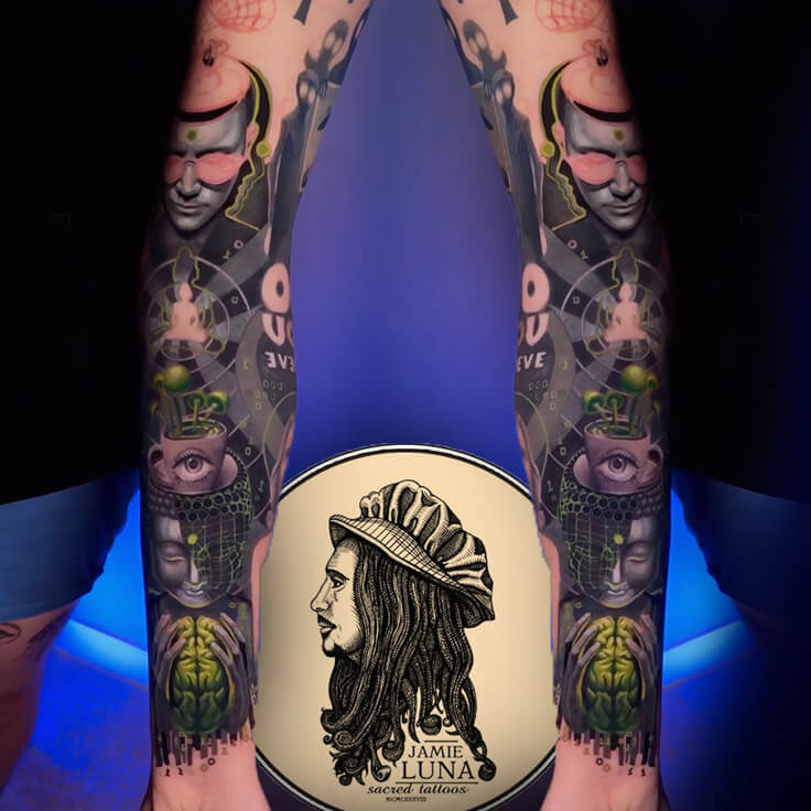 Realism sleeve tattoo in Delhi by Jamie Luna