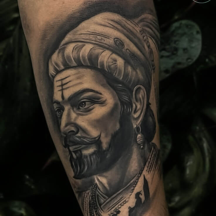 Chhatrapati Shivaji Maharaj portrait tattoo by Gautam Birla