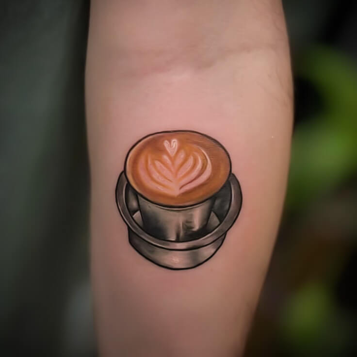 Bangalore filter coffee cup tattoo by Gautam Birla