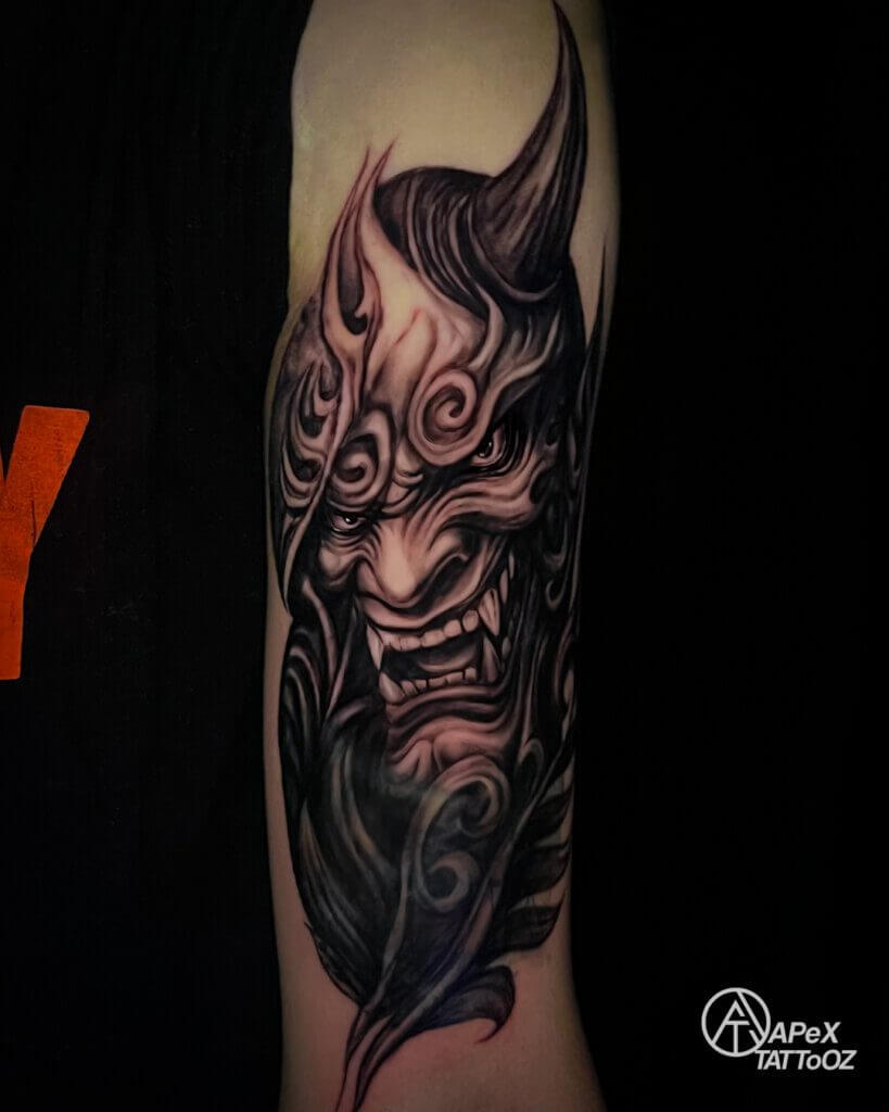 Japanese Mask Tattoos: Hannya, Oni & Samurai Designs