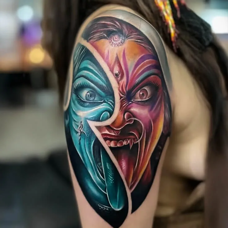 Vibrant Kali-inspired colour-realism tattoo by Apex Tattooz